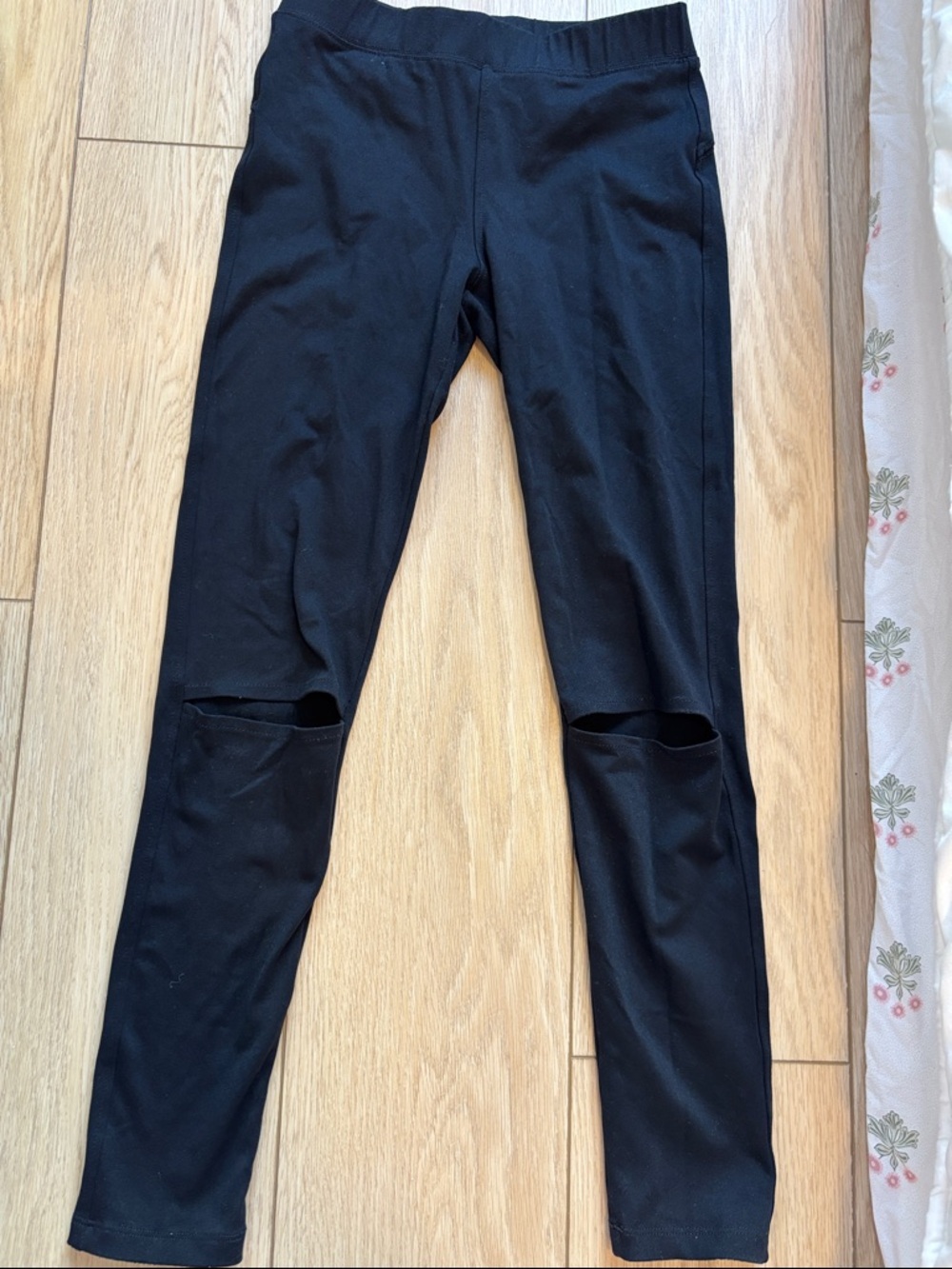 David Lerner Black Kids Leggings with Knee Slits